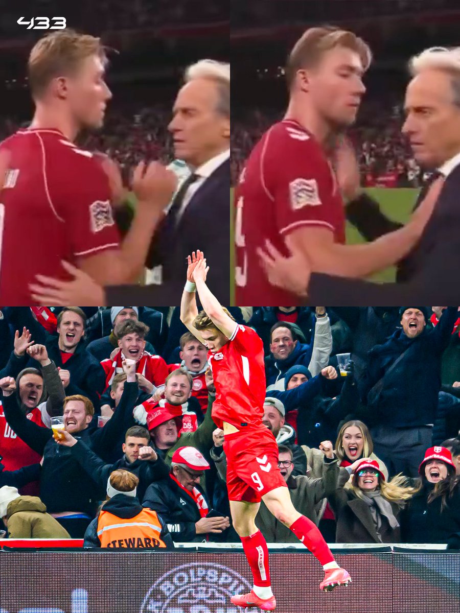 433's tweet photo. Højlund pushed Jorge Jesus away after the game. 😳

He is known to idolise Cristiano Ronaldo and even did the Siuuu today in his honour after scoring. ❤️ https://t.co/cNF7C2JsiX