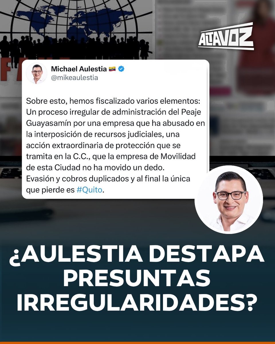altavozecu_'s tweet photo. 🚨 ¡NO MÁS COBROS INDEBIDOS! 

El concejal @mikeaulestia anunció que inició acciones de fiscalización ante denuncias de presuntos cobros duplicados y débitos indebidos que estarían afectando a los quiteños. 

La revisión busca esclarecer las fallas del sistema y exigir respuestas para proteger a los ciudadanos.