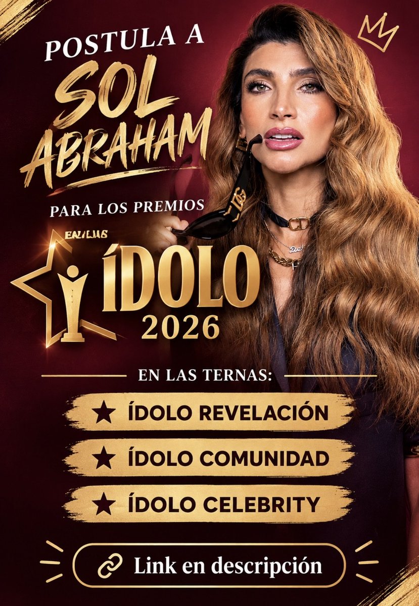 SolangistasOff's tweet photo. 🗣️Postula a @SolangeAbraham para los premios ÍDOLO 2026 

ÍDOLO REVELACIÓN 
ÍDOLO COMUNIDAD 
ÍDOLO CELEBRITY 

LINK:https://t.co/6cWy16NyLD https://t.co/HJn8Tf3ylD