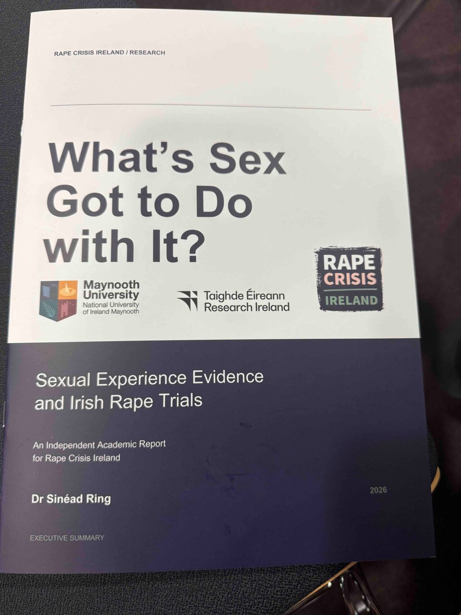 MsetfiLab's tweet photo. It was a privilege to be at the Central Criminal Court today for the launch of important new research by my Maynooth University colleague Dr Sinéad Ring, from the School of Law and Criminology Maynooth University. 

Sinéad's research, funded by Research Ireland, examines the use of sexual experience evidence in rape trials and asks an important question: how do the legal safeguards governing the admission of this evidence actually operate in practice?

Drawing on interviews with 21 key stakeholders, the research examines the operation of Section 3 applications, including questions of relevance and credibility and the potential for assumptions and rape myths to influence how sexual experience evidence is approached.

The report was launched by Ms Justice Úna Ní Raifeartaigh, Judge of the European Court of Human Rights, with a response from Professor Vanessa Munro of the University of Warwick and a fascinating panel discussion.

One message particularly stayed with me: changing legislation is only part of the story. We also need research that examines how law is understood, interpreted and applied in practice.

This report provides a powerful example of Maynooth University's Society & Public Policy Research Beacon in action – rigorous research engaging directly with practitioners and civil society on an issue of significant public importance.

Congratulations to Sinéad on this important work, and to Rape Crisis Ireland for supporting the research and organising todays symposium which brought together such a rich range of perspectives on evidence, justice and survivors rights. 

The QR code on the report provides access to the full research report.

#MaynoothUniversity #MUResearch #ResearchIreland #ResearchBeacons #PublicPolicy