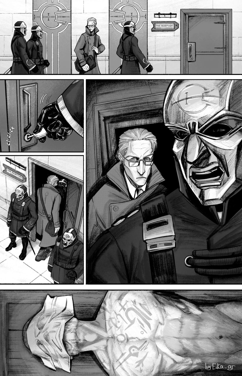 tex_textetexter's tweet photo. “Scholar Lancaster, the Abbey requires your expertise in morbid anatomy and alchemy. We speak of defiled flesh. Kindly gather your instruments and follow us. Delay will not be tolerated. You will be briefed upon arrival.”
#Dishonored #Eikas_comic #fan_comic #videogame #Dh1 #game https://t.co/J1jEUnsWnR
