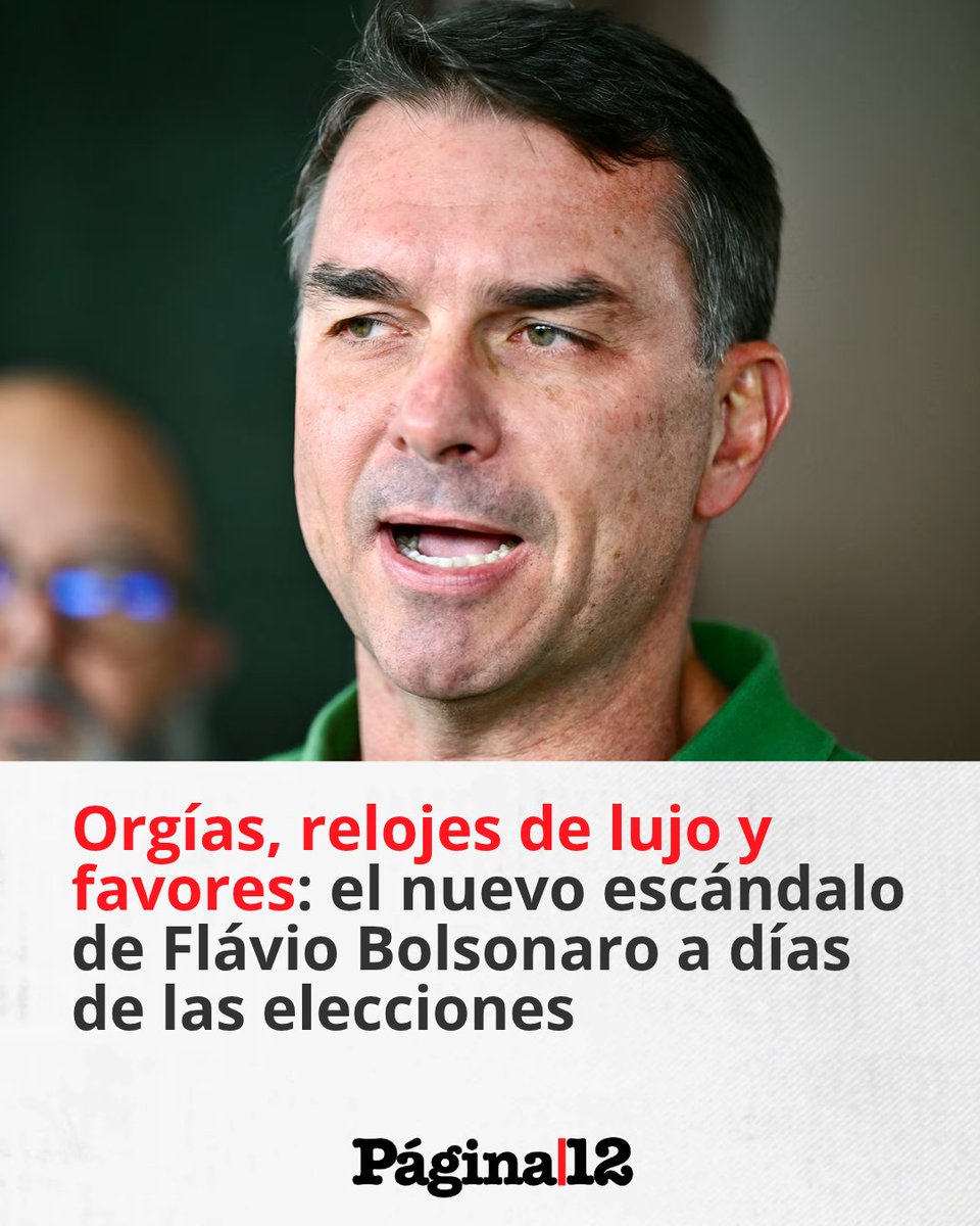 pagina12's tweet photo. El candidato presidencial del Partido Liberal, Flávio Bolsonaro, quedó en el centro de una nueva controversia tras una investigación periodística que reveló mensajes, audios, fotografías y documentos entregados por su exsocio comercial Alexandre Santini. https://t.co/Js2tC3jdF5 https://t.co/RAimExteiI