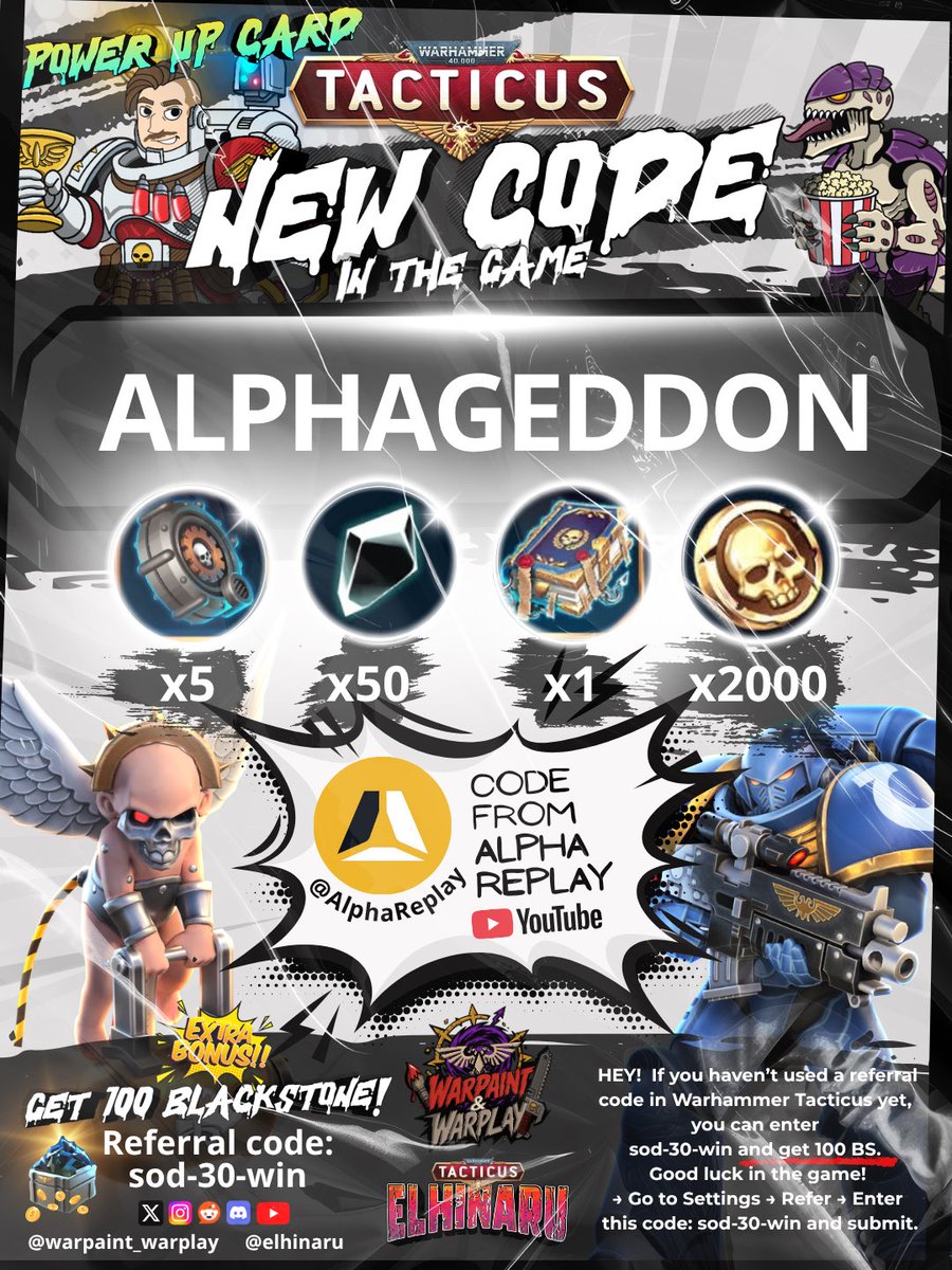 elhinaru's tweet photo. 2nd New Code (1 October 2026) Warhammer 40000 Tacticus. Power up Card. https://t.co/UuoqbgGcSr