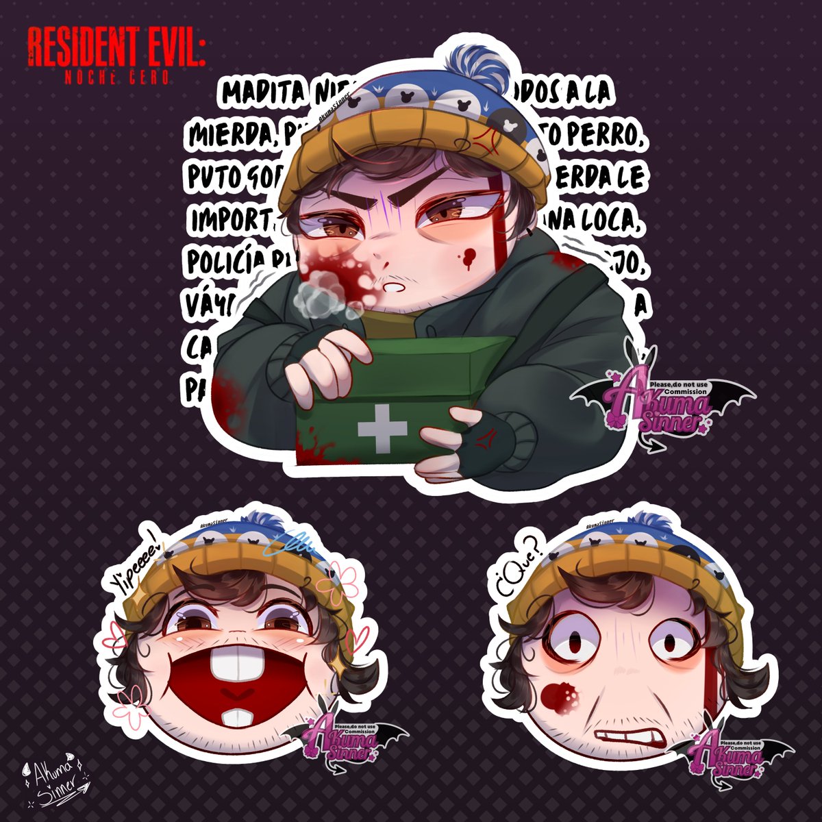 sinnerakuma's tweet photo. Stickers rapidos que hice para llevar a la Starcon GDL jejejej #residentevil #NocheCero #Bryan #FanArt #Chibi #Horror #Art https://t.co/woqfRlaiRi