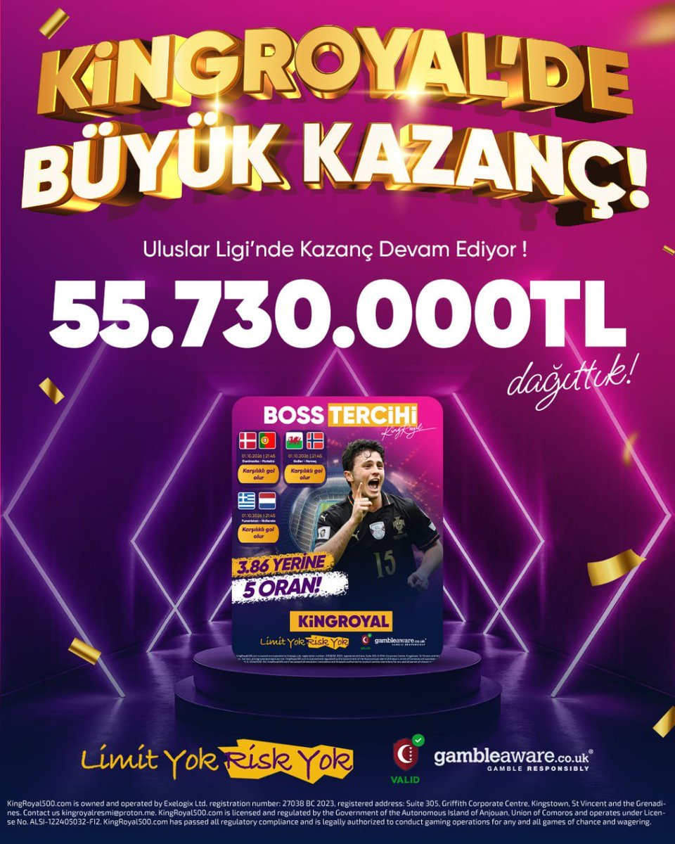 KRoyal_TR's tweet photo. KINGROYAL’DE BÜYÜK KAZANÇ!

Uluslar Ligi karşılaşmalarında Big Boss Oran veBoss Tercihi sonuç verdi!
55.730.000 TL ve 44.500.000 TL dağıtıldı!
Heyecan sahada, kazanç #KingRoyal’de!

Güncel giriş profilde! https://t.co/G5n0NaU4RI