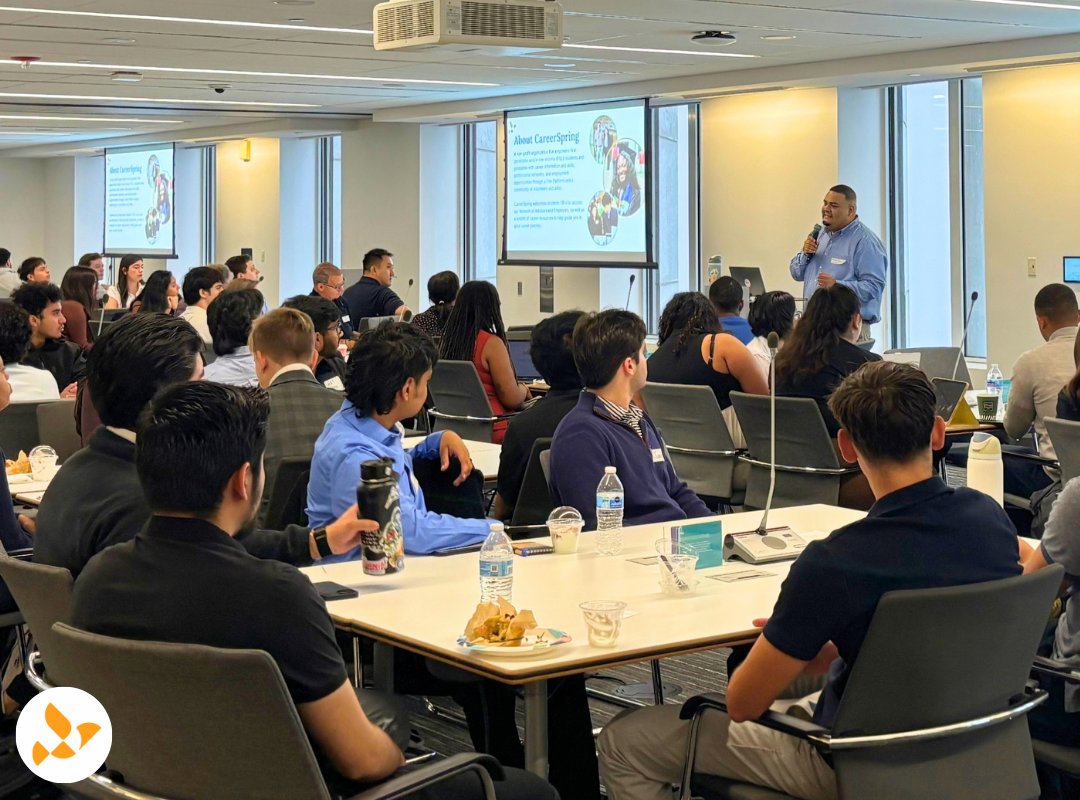 CareerSpringOrg's tweet photo. We're grateful to @AmericaNeedsYou for inviting us to their workshops in Chicago, New Jersey, and New York, where our team explained how fellows can take the next steps in their career journeys through our Career Platform.

Learn more about partnership at https://t.co/VrkWiPtXHD https://t.co/iZUffe9N3r