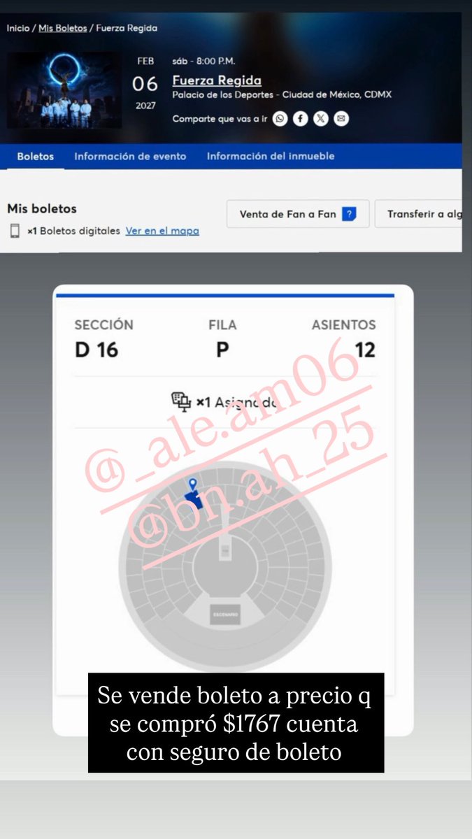 LAH_03ah's tweet photo. @mx_tickets  me puedes ayudar a vender un boleto para fuerza regida el 6 de febrero porfis lo compramos mal y se cobró uno solo 😭😭 https://t.co/0zQb45RSRU