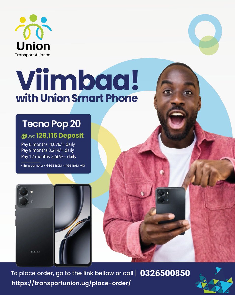 TheUnionUg's tweet photo. Got some of the best deals on affordable smartphones on loan in Uganda! 👇🏼

Order now: https://t.co/Vyz44qXhzJ https://t.co/5J15jMpvEM
