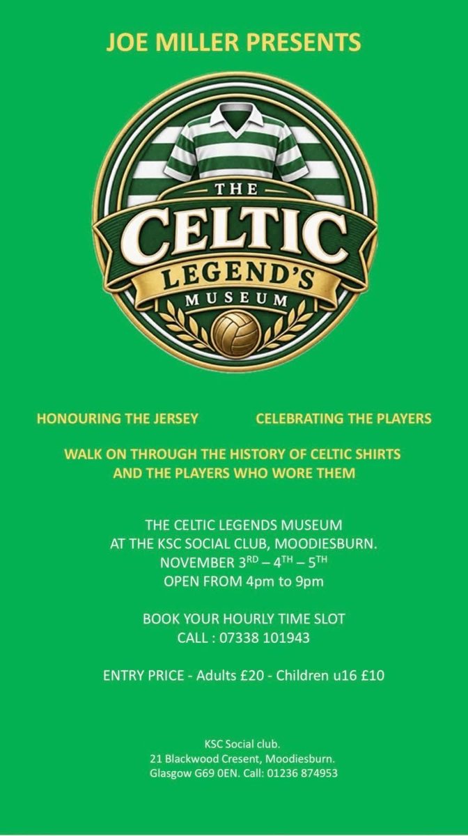 jamiebhoy2009's tweet photo. It’s been a while in the planning and now Centenary Bhoy Super Joe Miller has finally brought us what we have all been waiting for “A Celtic Museum full of shirts that have been worn throughout the decades that he will curate 🕺 

Be the first to see this unbelievable collection. https://t.co/DE5yhg31vN