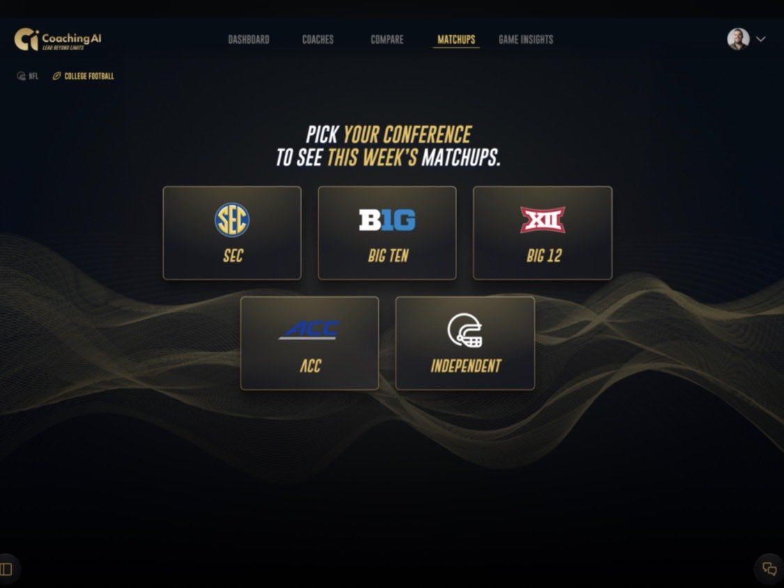 CoachingAI_'s tweet photo. COMING SOON to CoachingAI

College Football is almost here.

Select your conference.

View team coaching grades.
Compare staffs across the SEC, Big Ten, Big 12, ACC, and Independents.

#CoachingAI #CollegeFootball #CFB #SEC #BigTen https://t.co/2IBuEgUlAr