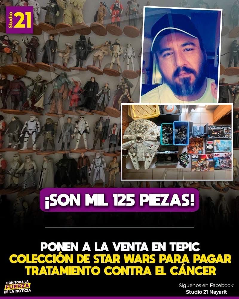 VigiaCiudadano7's tweet photo. ⚫ PONEN A LA VENTA EN TEPIC #COLECCIÓN DE STAR WARS PARA PAGAR TRATAMIENTO CONTRA EL CÁNCER

Mano Ruelas, coleccionista de Tepic, puso a la venta una impresionante colección de #StarWars que reunió durante 44 años, con el objetivo de obtener recursos para cubrir los gastos de un #tratamiento urgente contra el cáncer.

El lote está integrado por aproximadamente mil 125 piezas, entre figuras de acción, naves, playsets y accesorios, con artículos que abarcan distintas etapas de la franquicia, desde 1978 hasta 2022.

“Desprenderme de ellas no es una decisión que esté tomando a la ligera, pero en este momento mi prioridad es poder hacer frente a los gastos del tratamiento”, compartió Mano Ruelas al solicitar el apoyo de los nayaritas, en especial de los coleccionistas o amantes de la franquicia.

La colección se ofrece únicamente completa, con un precio de 120 mil pesos con envío incluido a cualquier parte del país. También contempla precios de 110 mil pesos si el comprador se encuentra en la ruta Mazatlán-Guadalajara, o 100 mil pesos si acude personalmente por el lote.

El coleccionista pidió a quienes no estén interesados en adquirirla que compartan la publicación, con la esperanza de encontrar a alguien interesado en quedarse con el lote completo y así poder reunir los recursos que necesita para su tratamiento.

✍🏻 Studio 21