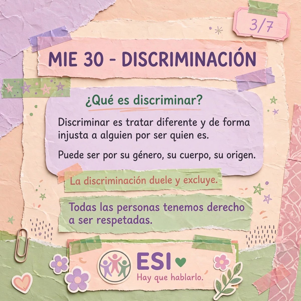HayQueHablarlox's tweet photo. 💜 Ayer fue el Día de la Discriminación
Una fecha para reflexionar sobre cómo tratamos a los demás y recordar que todas las personas merecemos respeto, sin importar quiénes somos. 🫶

#ESI #Diversidad #NoALaDiscriminación #Respeto #Inclusió https://t.co/aKLhYHjHNc