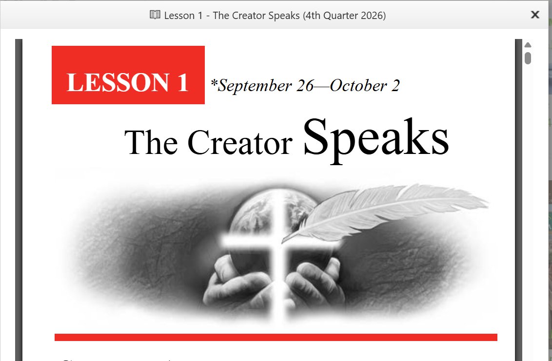 smamimo1's tweet photo. The Creator Speaks .... Lets study the Sabbath School Lesson Quarterly The Gift of Prophecy (4th Quarter 2026)
LESSON 1 September 26βOctober 2
#TheCeatorSpeaks #4thquarter2026 #GiftOfProphecy #biblestudy #God #sabbathschool #SDALesson1 #SabbathSchoolLesson #HappySabbath https://t.co/tZwxjQCeQt