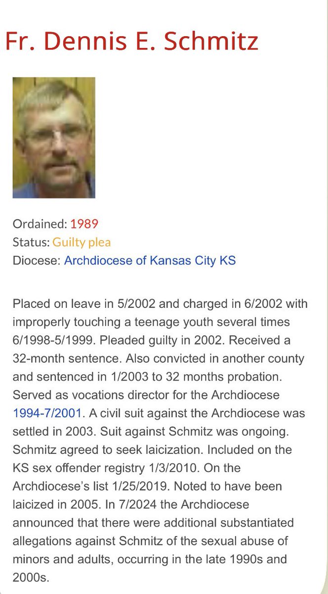 watchkeep's tweet photo. I’m ABSOLUTELY DISGUSTED at what I’ve just learned: Seneca Kansas Chamber featured a registered child sex offender, a former Kansas priest, Dennis Schmitz, on their Facebook page today. Dennis did prison time in the early 2000s. 

He now owns and operates a landscape company in Seneca. In the video he said he most importantly loves the high school and young people aged 14 and up who work with his company. Then he promotes the local Catholic Church. In 2024, The Kansas City Star did a story on new child sex abuse allegations against Dennis.
