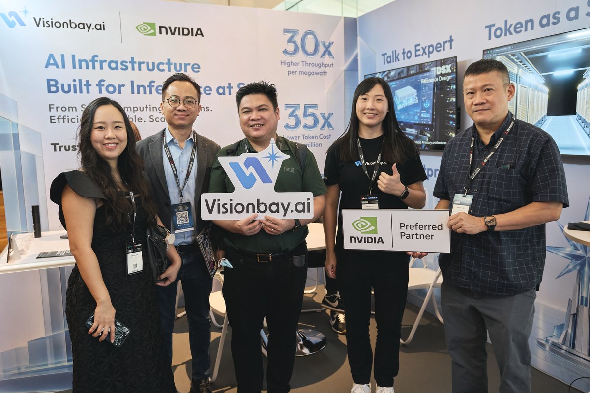 visionbayai's tweet photo. Tech Week Singapore 2026 — What a week! 🎉

Thanks to everyone who visited Booth #5-N41 and connected with us! 🙌

GPU Compute. AI Platform. Token Services. AI Factory.

The journey continues. 🚀

👉https://t.co/RHi9bemfl6 https://t.co/xUalezLwS2