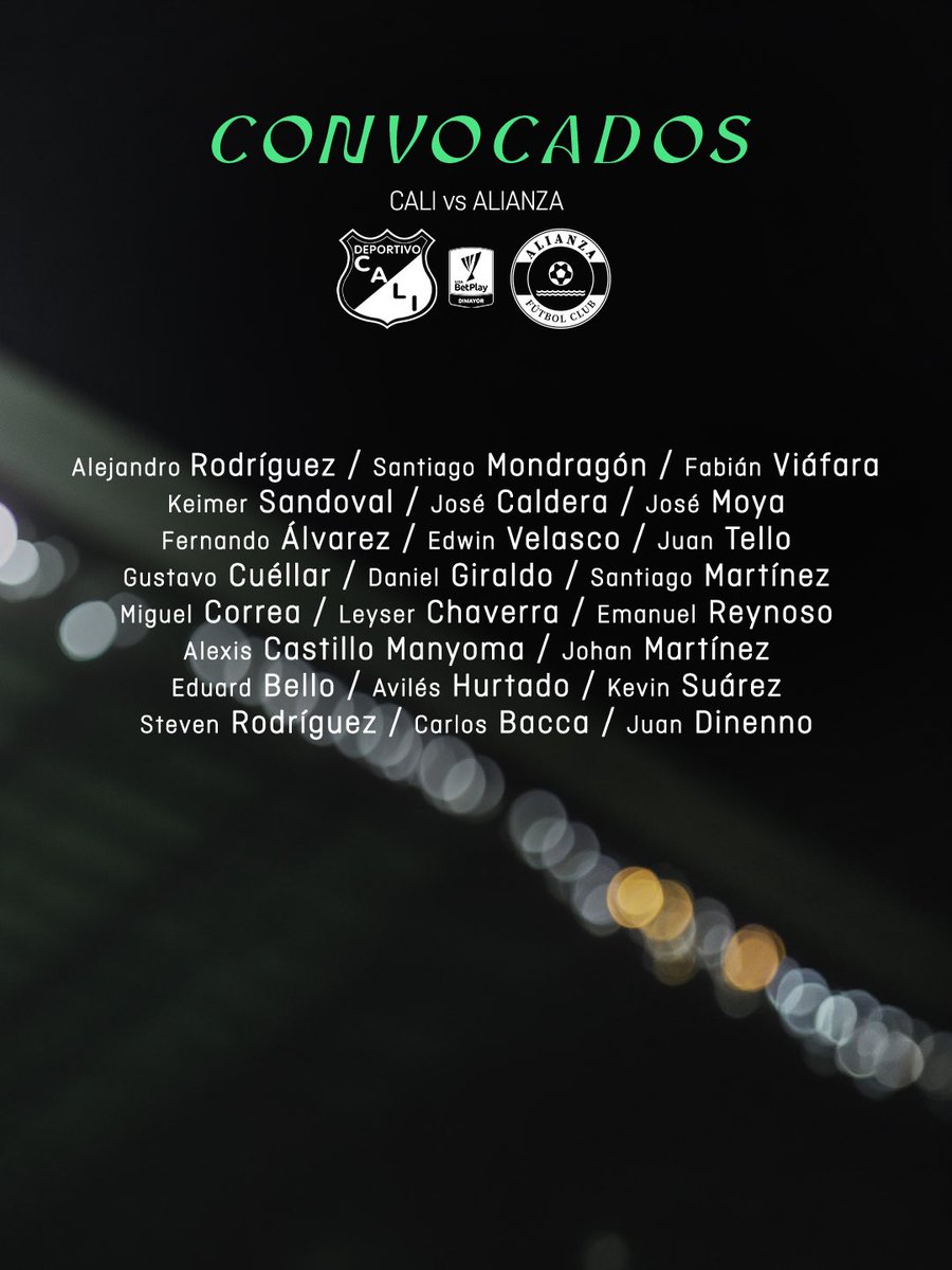 DeportivoCaliCP's tweet photo. Estos son los jugadores que acuden al llamado de nuestro DT Rafael Dudamel para afrontar nuestro compromiso frente a Alianza. 🤩 https://t.co/hoY8O0RJyM