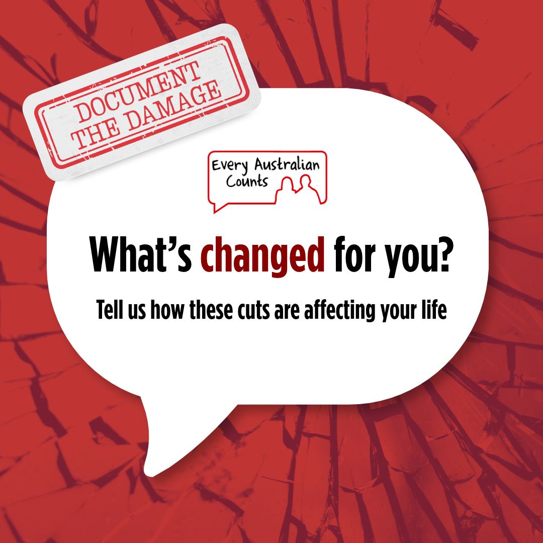 EveryAustralian's tweet photo. Tell us what changed.
What support did you have?
What changed?
Why?
Was an alternative offered?
Could you actually access it?
What happened next?

📣 Share your story:
https://t.co/wlyiBm9rLo

#ProtectOurNDIS https://t.co/EzscbAa7bC