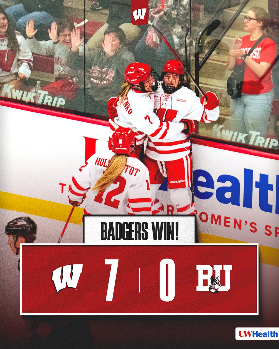 BadgerWHockey's tweet photo. A shutout to start the home slate 😏 https://t.co/i4Tt0SMgga