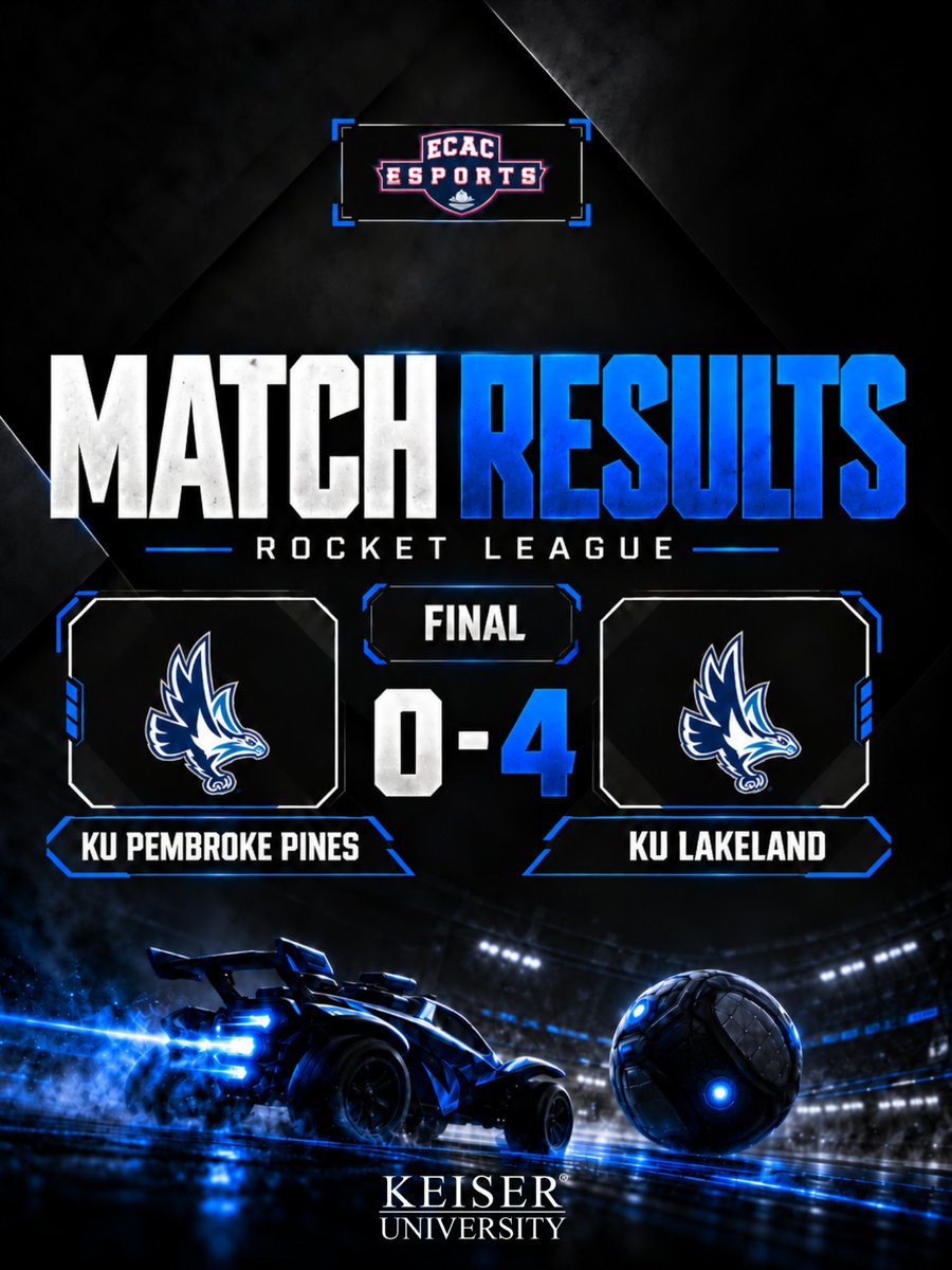 KUPEM_Esports's tweet photo. Tough result tonight as our Rocket League team falls 0-4 to @KULKL_Esports in @ECAC_Esports
We’ll regroup, learn from it, and get ready for the next one.
#KUWIN #ECACEsports #RocketLeague https://t.co/O9Kz0UfE2a