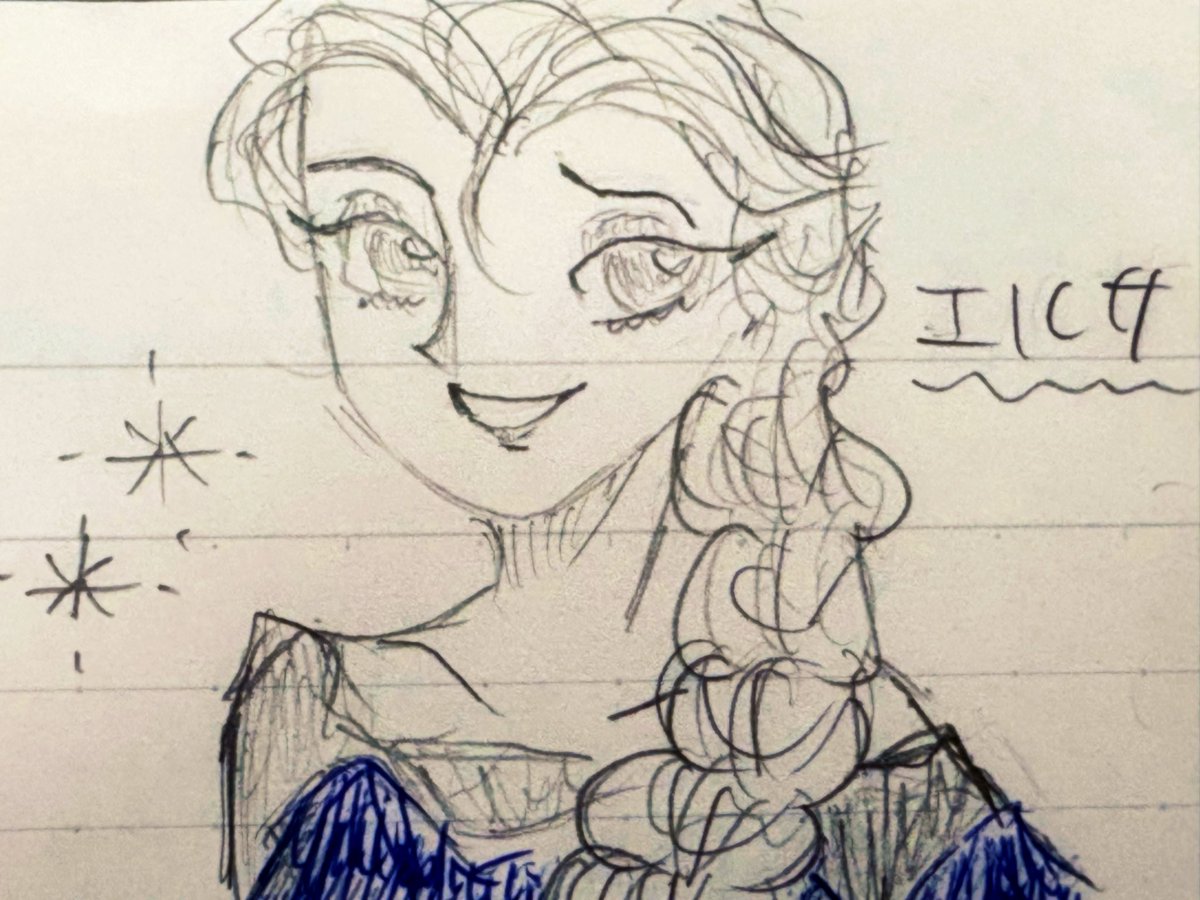 MJ_Aladdin_'s tweet photo. 三つ編みが描けなさすぎる上にベルとおジャスの間の子みたいになってしまった5分の落書きルサ❄️ https://t.co/tivPzO8ycA