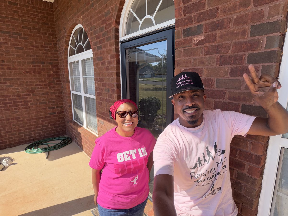 iamrodneysmith's tweet photo. This stop on my 50-state mowing tour is deeply personal because Dr. Kim Thomas-Phillips isn’t just a breast cancer survivor I’m interviewing, she’s my aunt, and she’s currently battling Stage 3 breast cancer. Despite never missing her annual mammogram, her diagnosis came as a shock. Her message to women, especially those with dense breasts, is to advocate for themselves and ask their doctors about additional screening. Through it all, her faith and family keep her going. Every morning, she wakes up to encouraging messages, prayers, and Bible verses from loved ones. Seeing my own aunt face this battle reminds me why this tour means so much. ❤️🎀