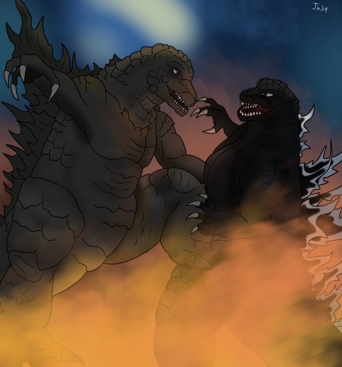 IndragonSaur's tweet photo. Kiryu goji vs minus zero goji request for @Kevin43566885 

#digitalart #artistsonTwitter #digitalartists #Godzilla #kaiju #Art #ArtTwt #Kaijuart #fanart #tokusatsu #tokufanart #GodzillaMinusOne #godzillaMinuszero #kiryugoji https://t.co/Izs1tCbL11