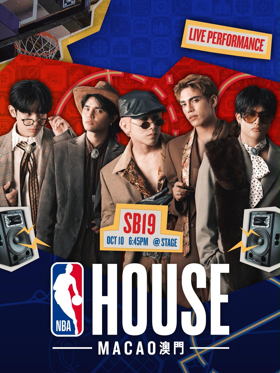 NBA_Philippines's tweet photo. .@SB19Official LIVE AT NBA HOUSE MACAO! 🏀🎤🎶

Catch the P-Pop Kings live for an exciting performance you won’t want to miss. 🔥

📅 October 10
⏰ 6:45 PM
📍 STAGE (Main Stage)

See you there, A’TIN! 👀👋🏻

For more event details, please visit the official event page: https://t.co/WKj3CrcoPw

#NBAPhilippines #NBAChinaGame2026 #NBAHOUSEMacao #SB19