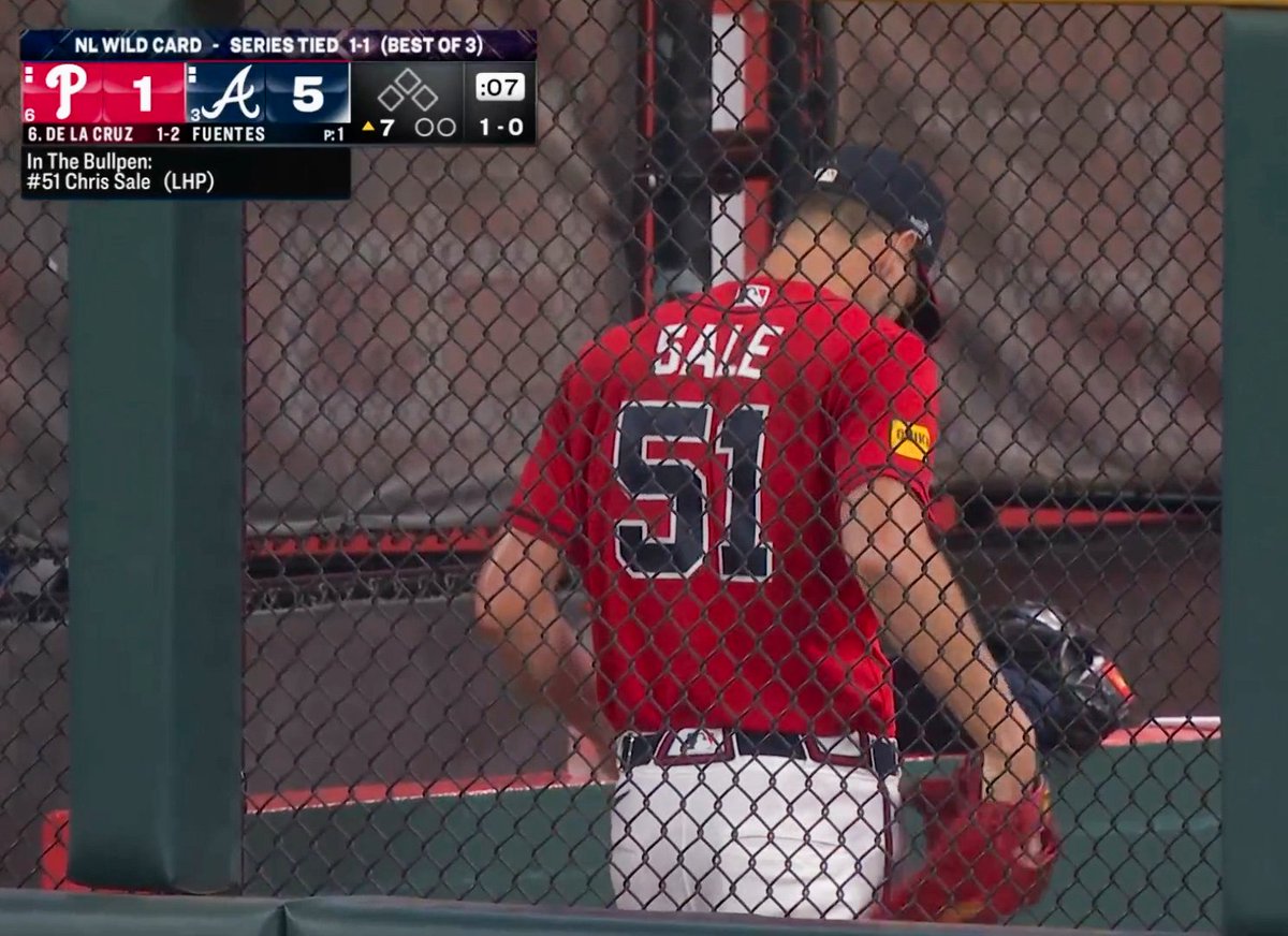 TalkinBaseball_'s tweet photo. Braves have Chris Sale up in the bullpen https://t.co/NVpWsQqul2