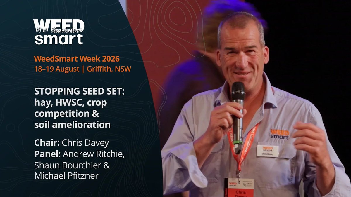 WeedSmartAU's tweet photo. Couldn't make it to WeedSmart Week? Check out Chris Davey's Stopping Seed Set panel with Andrew Ritchie, Shaun Bourchier &amp; Michael Pfitzner: https://t.co/VruVVdWf7E 

🎥 Stay tuned for the rest of the forum day recordings - coming soon... https://t.co/cmJdkkIEzi