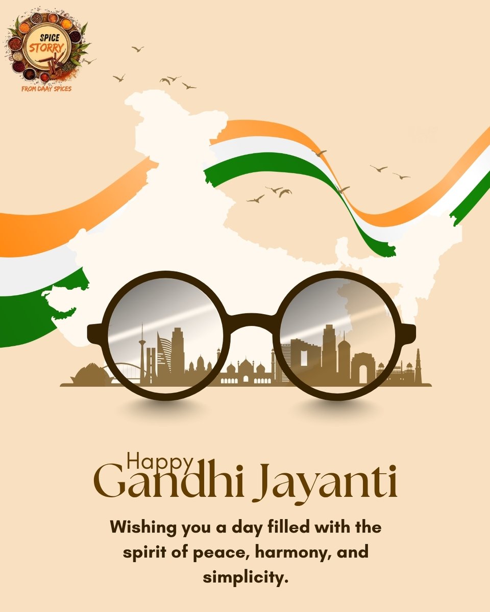 Spicestorry's tweet photo. Celebrating truth, sustainability, and the purity of nature this Gandhi Jayanti. 🇮🇳🕊️
Wishing everyone a blessed and peaceful Gandhi Jayanti! 🙏
 For more details visit us on:
https://t.co/IWG34xaBCB
daayspices@gmail.com
@daayspices
#GandhiJayanti https://t.co/USsTptPOjT