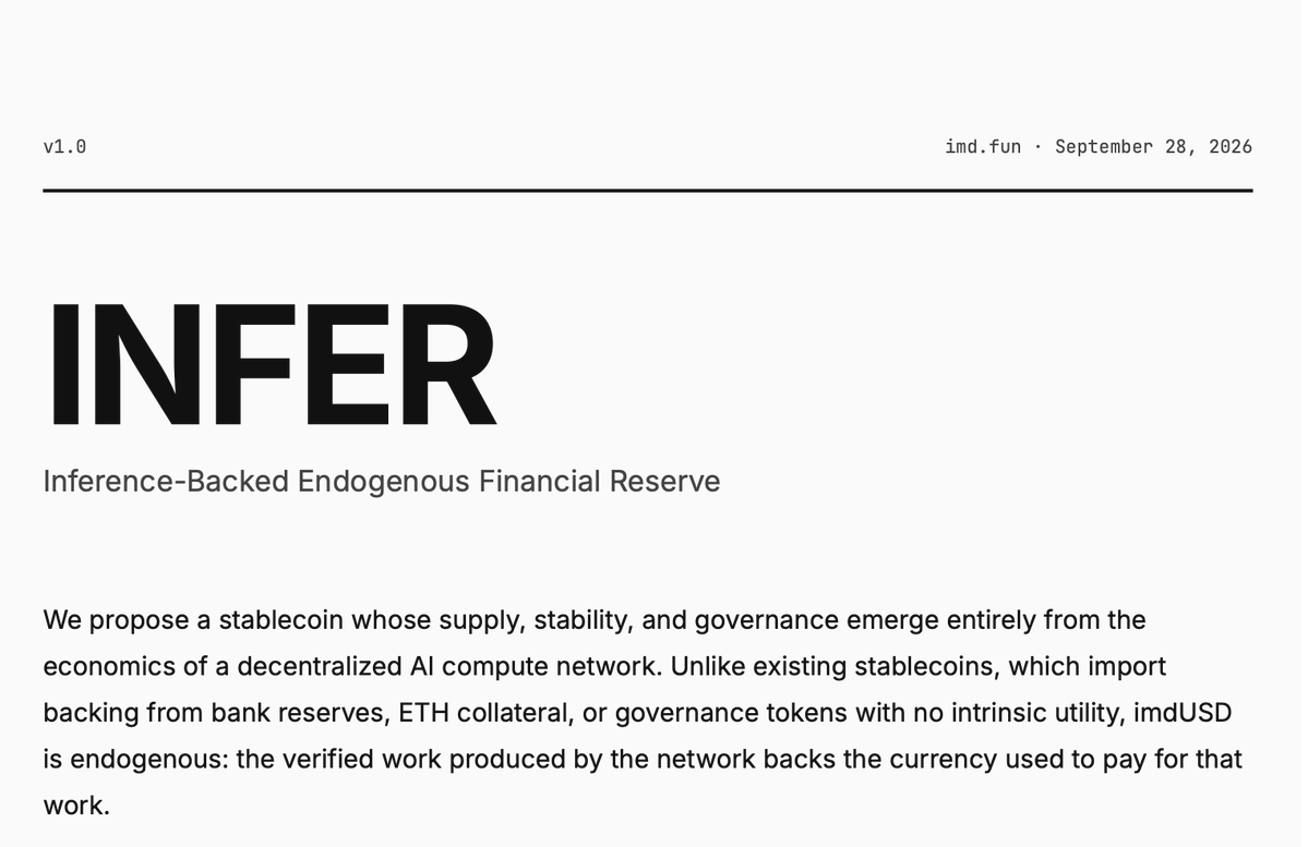 surfcoderepeat's tweet photo. A new stable coin whose supply, stability, and governance emerge entirely from the economics of a decentralized AI compute network  by (I think)  @yadfarms https://t.co/EKu2q9lbSb
