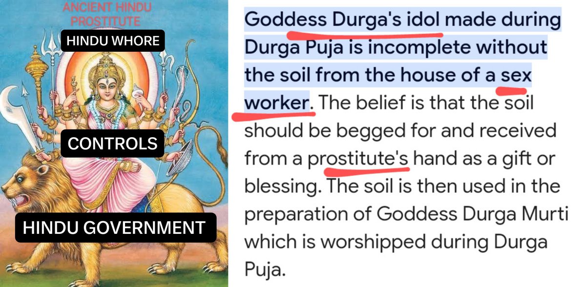 FromtheSun08's tweet photo. @MyUnveiledTruth Jews and brahmins are gypsy parasites that infest multiple host nations,especially the US  &amp;india.

They are both #MATRILINEAL PROSTITUTION CULTS;jews worship "baal the PIMP DEMON" as yahweh/hashem &amp; brahmins worship "ma durga the PROSTITUTE DEMONESS".

They are both #pagan scum. https://t.co/rabKmUgTnN