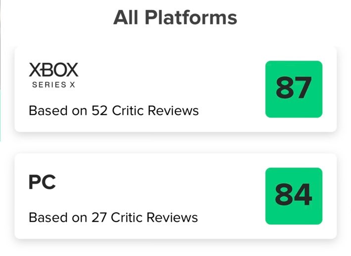 ymnis_v1's tweet photo. nah this is worse than I thought 😭
the actual Xbox metascore is 87 off 28 reviews.
but metacritic’s “All Platforms” screen puts 52 critic reviews directly underneath that same Xbox 87.
those extra reviews are coming from the broader cross platform review pool - they’re not 52 Xbox reviews making up that score.
12hrs ago, the 89 was getting posted everywhere off 16 Xbox reviews.
so the fucking UI itself makes the Xbox consensus look damn near twice as deep as the score actually is.
perception. shaped. immediately.