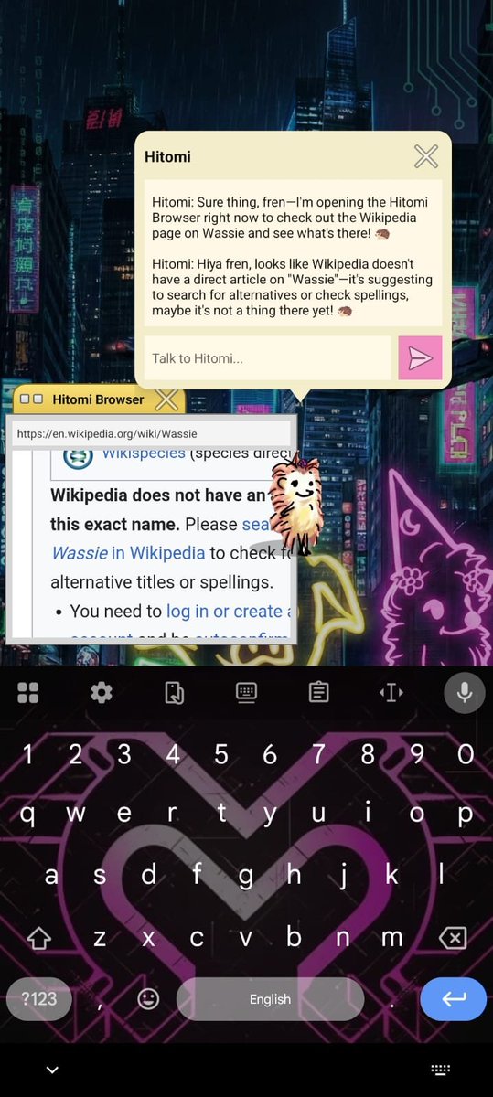 decentricity's tweet photo. go to https://t.co/h5rozA6kZK to download the cute lil Hedgey Hog assistant @HitomiFren for your Android phone! it watches your Solana wallet too :) https://t.co/s1VJoeqvXn