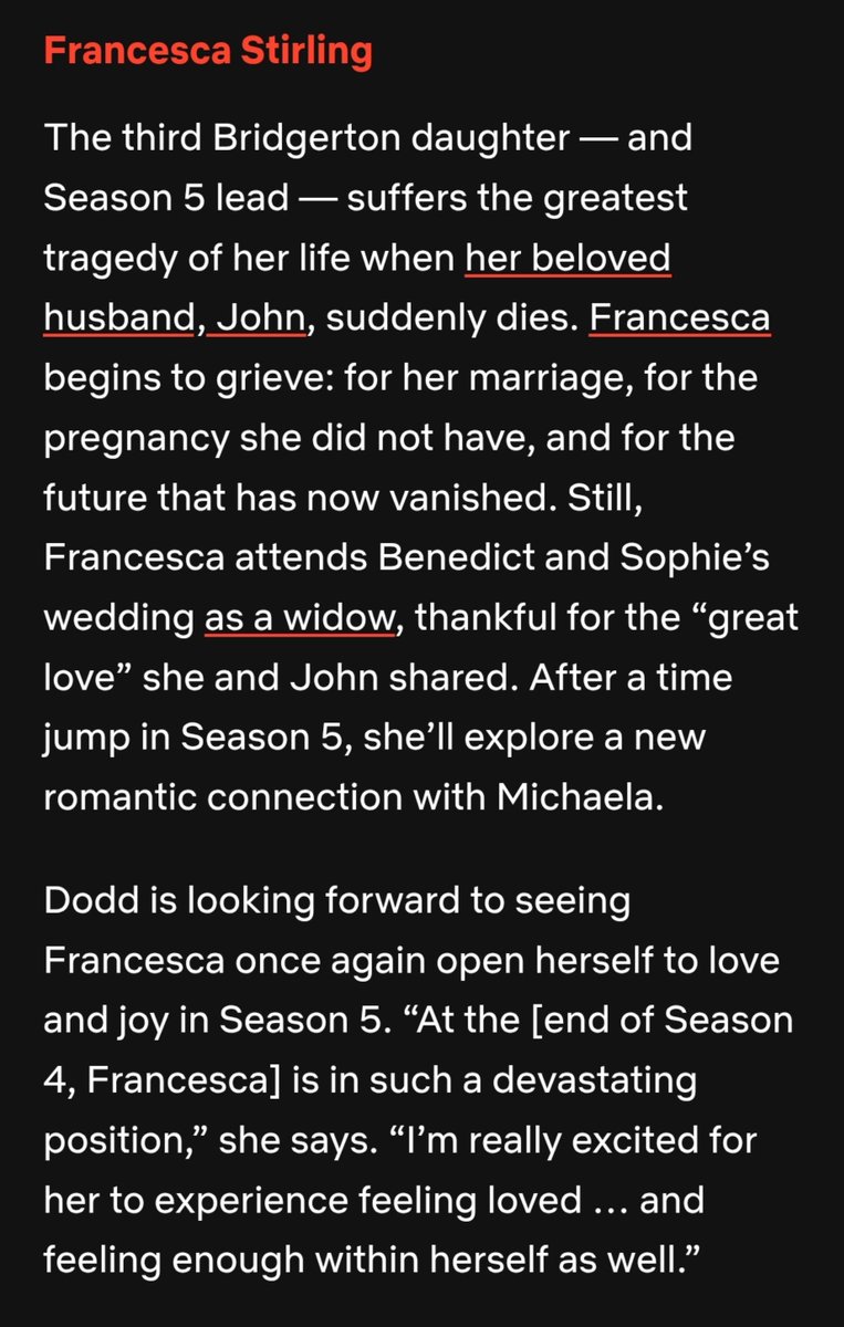 Fseven0's tweet photo. "After a time jump in season 5, she'll explore a new ROMANTIC CONNECTION with Michaela"

I still can't believe that a series so watched has dared to make an entire season dedicated to a sapphic couple

#bridgerton #franchaela https://t.co/ElfyYejizc