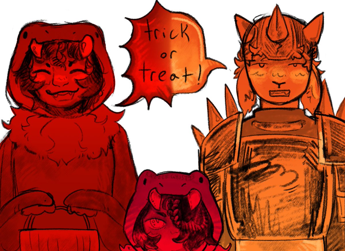 RazzleGhostie's tweet photo. First day of #Deeptober! Today's prompt was costume so I just drew my and some friends ocs trick or treating! :)
#Ocs #Deepwoken https://t.co/7Bc6afdnEb
