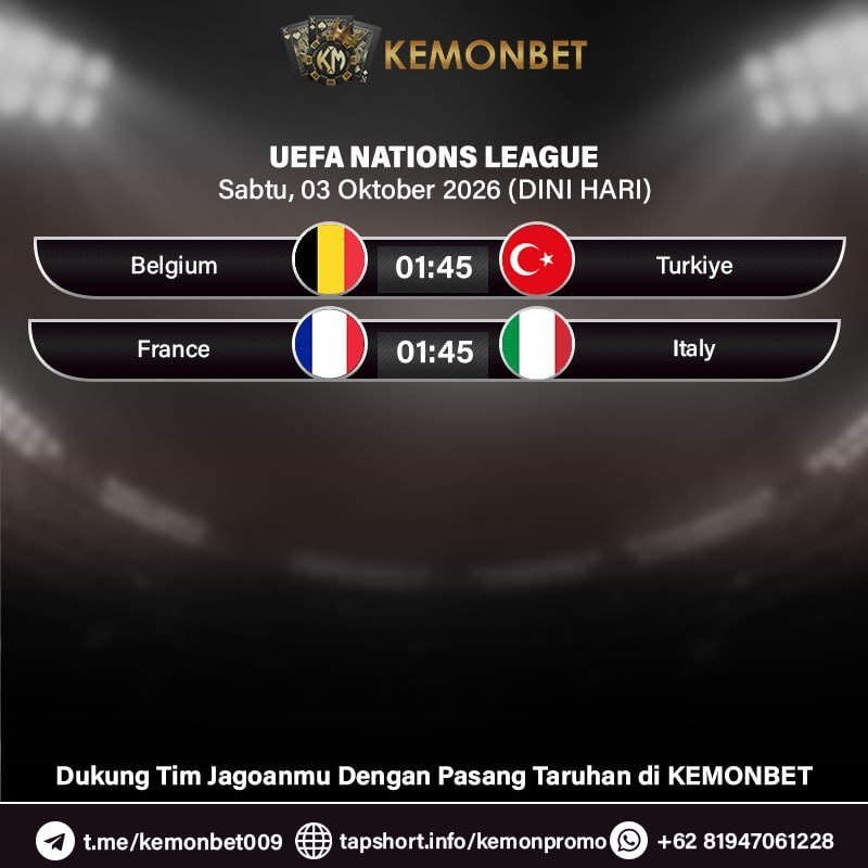 KemonBet88's tweet photo. 🔥 KEMONBET MATCH DAYS 🔥

SPORTS:
- Piala ASEAN FIFA
- UEFA Nations League
Jumat, 02 Oktober 2026 - Sabtu, 03 Oktober 2026 (DINI HARI)

CATAT TANGGALNYA DAN DUKUNG TIM TERBAIK KALIAN DENGAN LINK DI PROFILE BIO https://t.co/4NSkH3KKdp