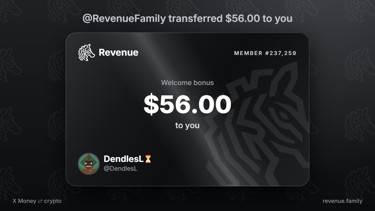 DendlesL's tweet photo. @RevenueFamily A welcome $56.00 from @RevenueFamily https://t.co/rbfWSUH8AN