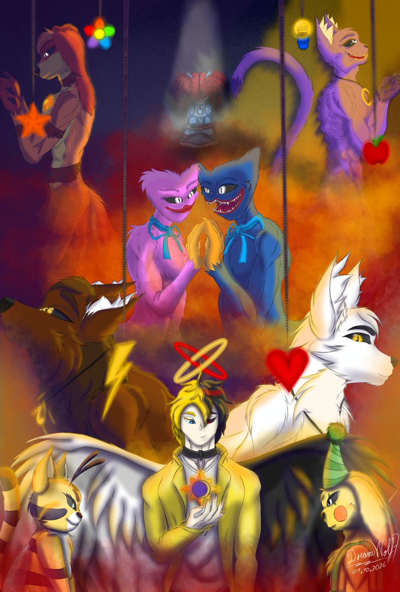 dreamywolfzero's tweet photo. Finalmente lo termino, después de quien sabe cuantos días finalmente termino la nueva ilustración que usaré de portada para el remake de Fallen Anyel.
#Player #Catnap #Dogday #HuggyWuggy #KissyMissy #BunzoBunny #Catbee #Anzen #SongWolf #PoppyPlaytime #Fanart #FallenAnyelAU https://t.co/dTCIvE7ziJ