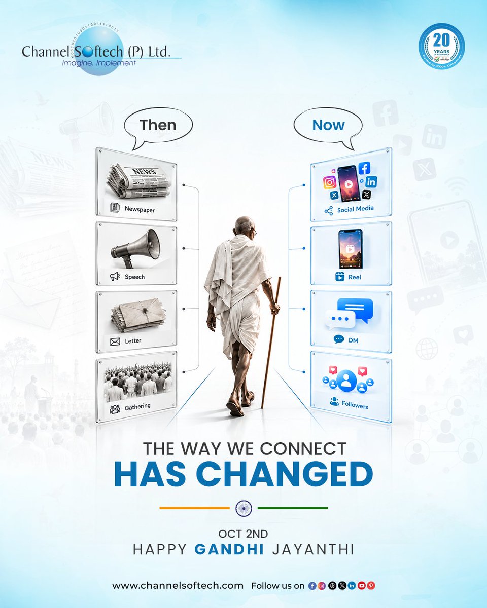channelsoftech's tweet photo. Progress is not just about moving forward — it is about finding better ways to share ideas, build communities, and create meaningful connections.

#GandhiJayanti #DigitalTransformation #MeaningfulConnections #Innovation #Communication #DigitalIndia https://t.co/OVMyfykxqk