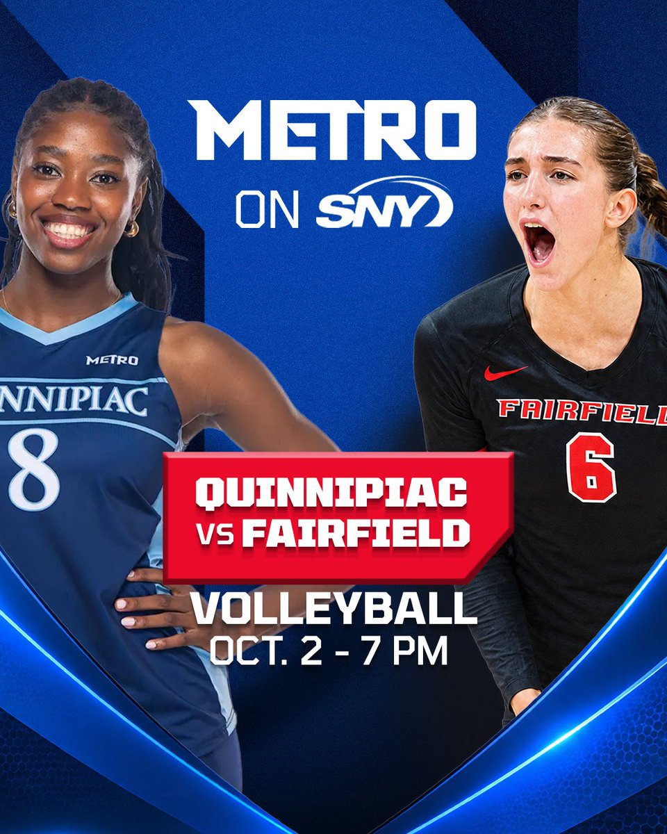 MetroConfSports's tweet photo. 🔙 on @SNYtv with a Nutmeg State volleyball showdown 🔥

🗓️ Friday, Oct. 2
🆚 @QU_WVB vs. @StagsVB
⏰ 7 PM ET https://t.co/PYaEyFogYT