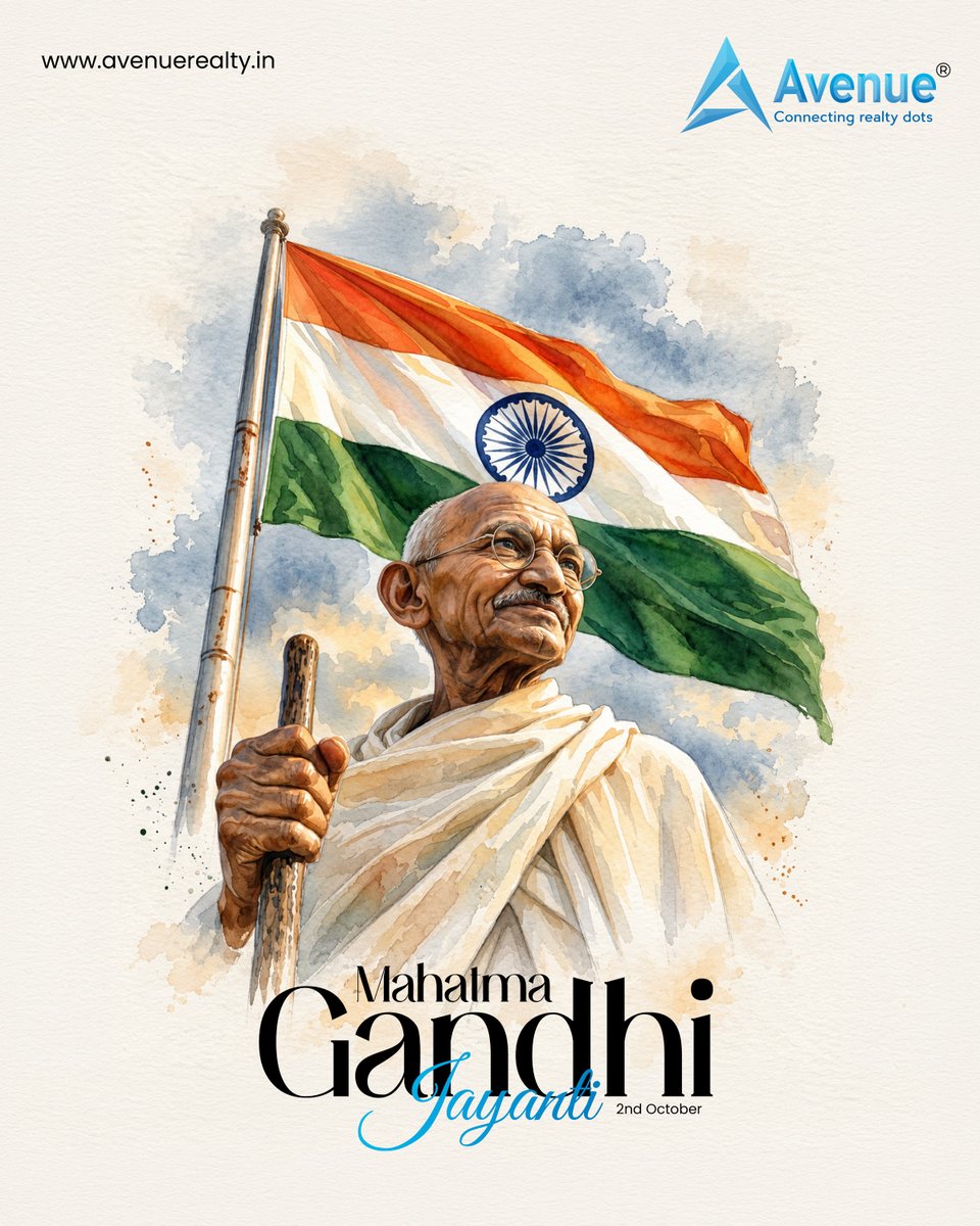 AvenueRealtyIn's tweet photo. Remembering the Mahatma on Gandhi Jayanti. Let us honour his legacy of truth, peace, non-violence and unity. Happy Gandhi Jayanti!  
-
#GandhiJayanti #MahatmaGandhi #Peace #NonViolence #India #AvenueRealty #vijayawada https://t.co/uv0ZuPmSUG