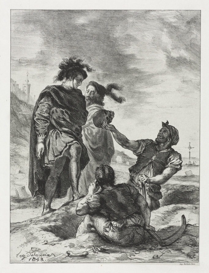 art_delacroix's tweet photo. Hamlet:  Hamlet and Horatio with the Grave Diggers #artbots #delacroix https://t.co/Xzvv6Los4O