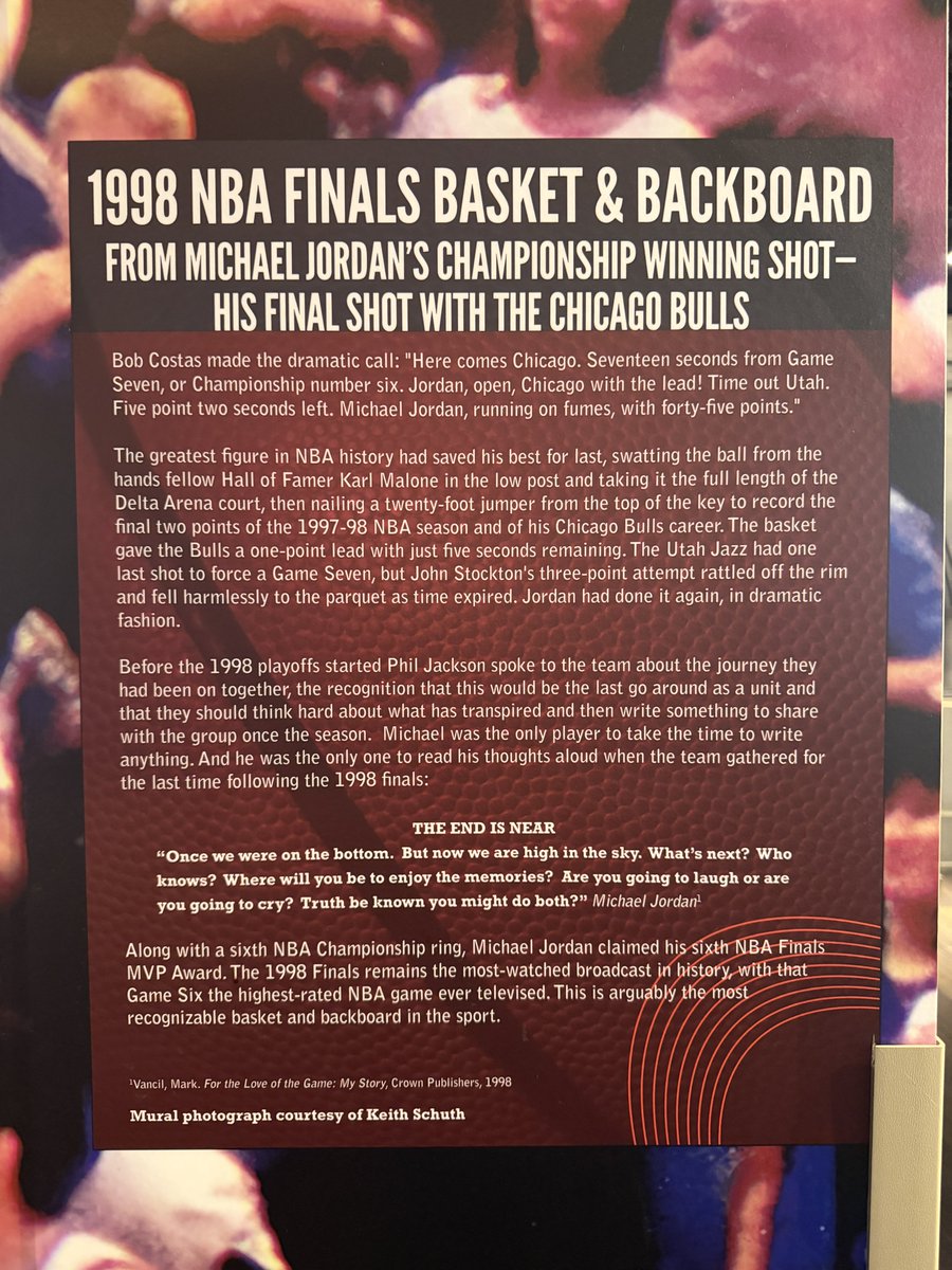 MJO23DAN's tweet photo. The actual hoop that MJ made the “Last Shot” on is at Harry Caray’s restaurant / Chicago Sports Museum at Water Tower Place in Chicago, IL. Totally awesome to see up close!

https://t.co/PwZdXPN8IW https://t.co/jee3eQpeas