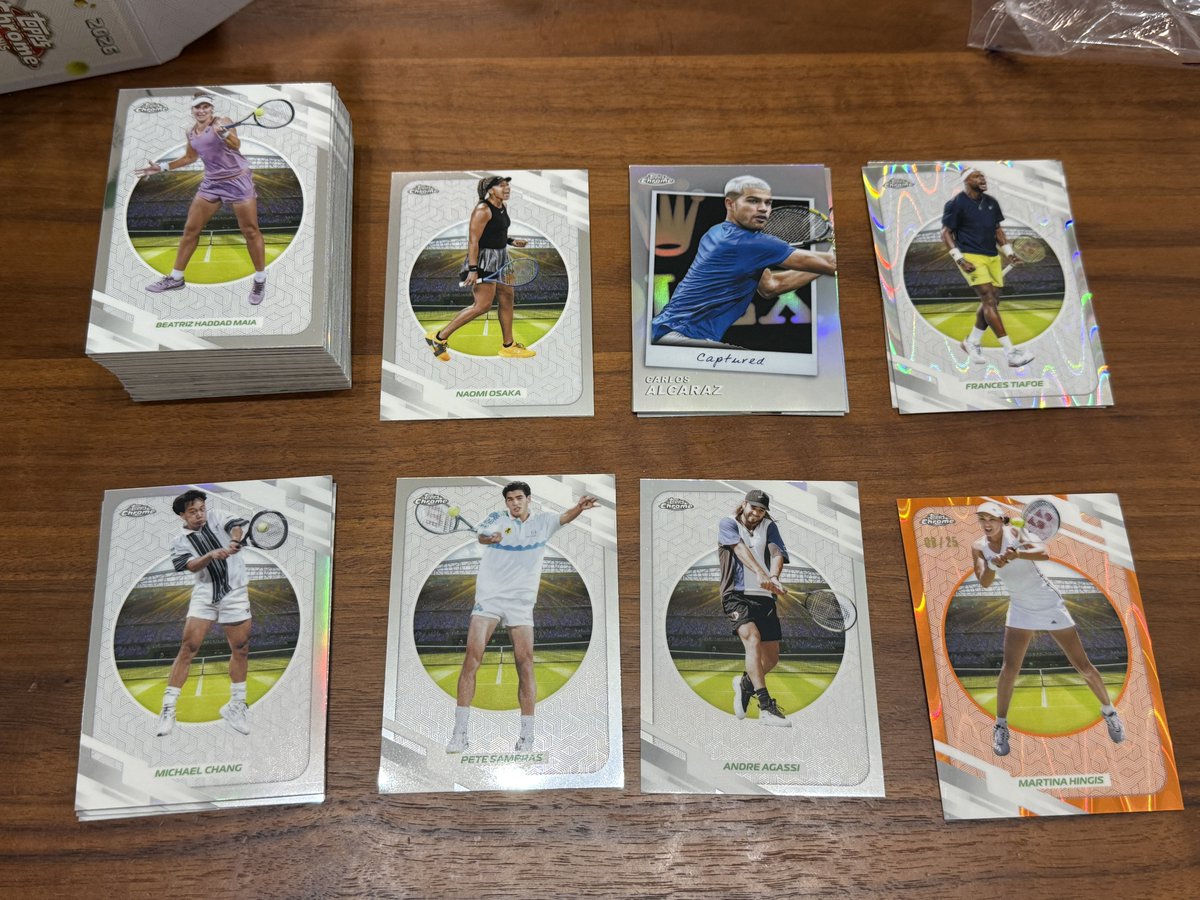 topps5card's tweet photo. オート、Ealaは出ず🥹

ただ、ヒンギスの25シリ！
そしてアガシ、サンプラス、マイケルチャンというレジェンドに加え、大坂なおみやティアフォー出たの嬉しい🎉🎉🎉 https://t.co/SMv6G6rcd3