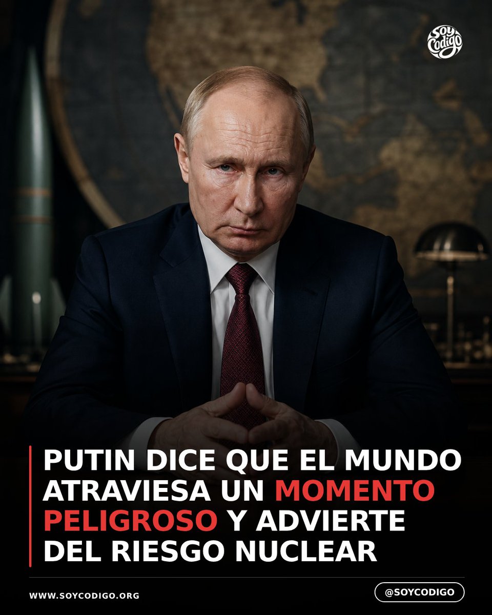 CodigoCreator's tweet photo. Putin advierte sobre un futuro peligroso por tensiones nucleares. ¿Cómo debe reaccionar el mundo? #Geopolítica #RiesgoNuclear https://t.co/9oxzNID9lQ