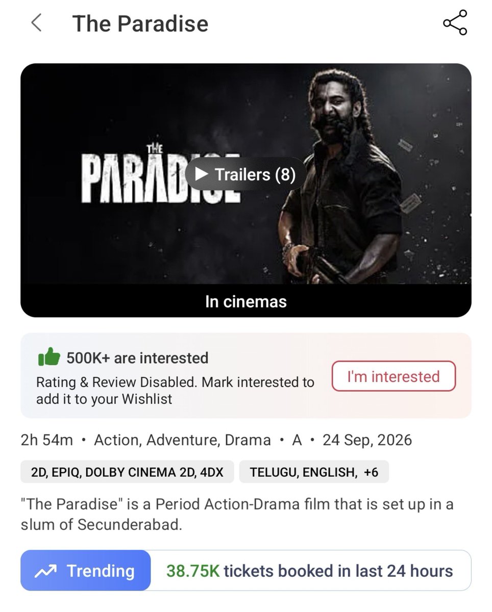 AdheeraSukka's tweet photo. Not even 1K tickets booked today for Parafried.
Our regional movie >>> Their pan India movie.
Never expected Karma to be served so fast🫡
#PremadaOorali https://t.co/PZCyG99sEp