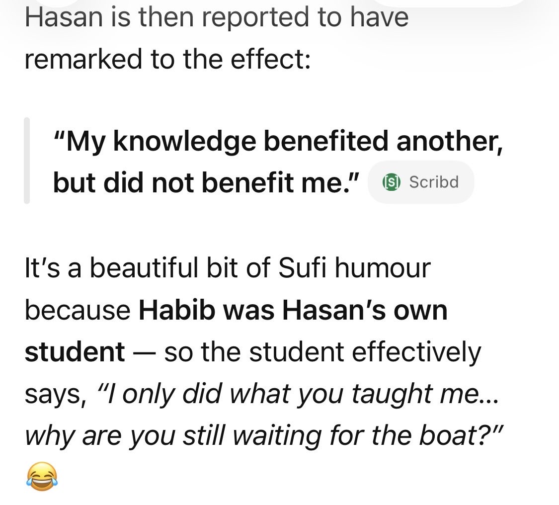 zahanison's tweet photo. @AnatomyOfSufism The time Hasan Al Basri(RA) was overwhelmed when his student walked across the river whilst he was still waiting for a boat https://t.co/63YslTtIRJ