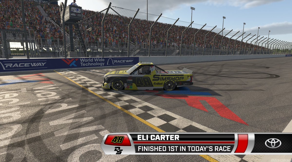 ABNSportsLive's tweet photo. #USRCTrucks | Eli Carter grabs his 1st career USRC win in Gateway, a chaotic race for everyone but Carter, who led 101 of 104 laps tonight.

Matthew Seeger and points leader Austin O'Neal finished on the podium tonight with Charlotte next week.

@usrchampionship // @ABN_Studios https://t.co/r20Oe0ch3x