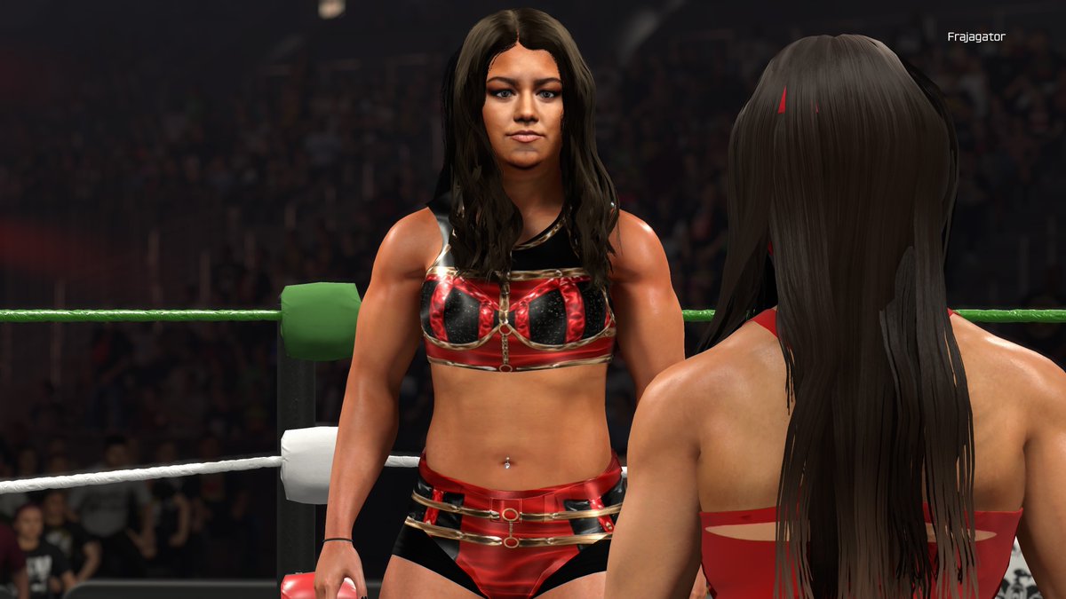 Frajagator's tweet photo. Myka Lockwood's Worlds Collide gear (made by @aaronvr40_) suits my caw flawlessly ❤️‍🔥 #WWE2K26

I had to make her face Adelicious (by @nexttopdiva) https://t.co/2FYVFzYDQ0